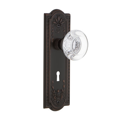 Bouton de porte mortaise intérieur en cristal avec plaque longue Meadows