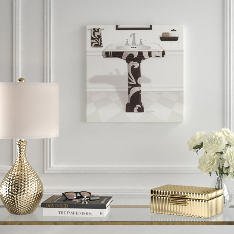 «Black Damask Sink», impression sur toile, H 24 po x l 24 po x P 1,5 po