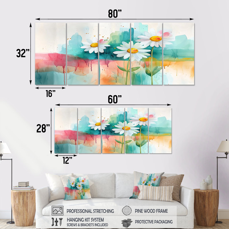 Minimalisme marguerites fleur dans le désert Blossom III - marguerites décoration murale - Art mural traditionnel, 5