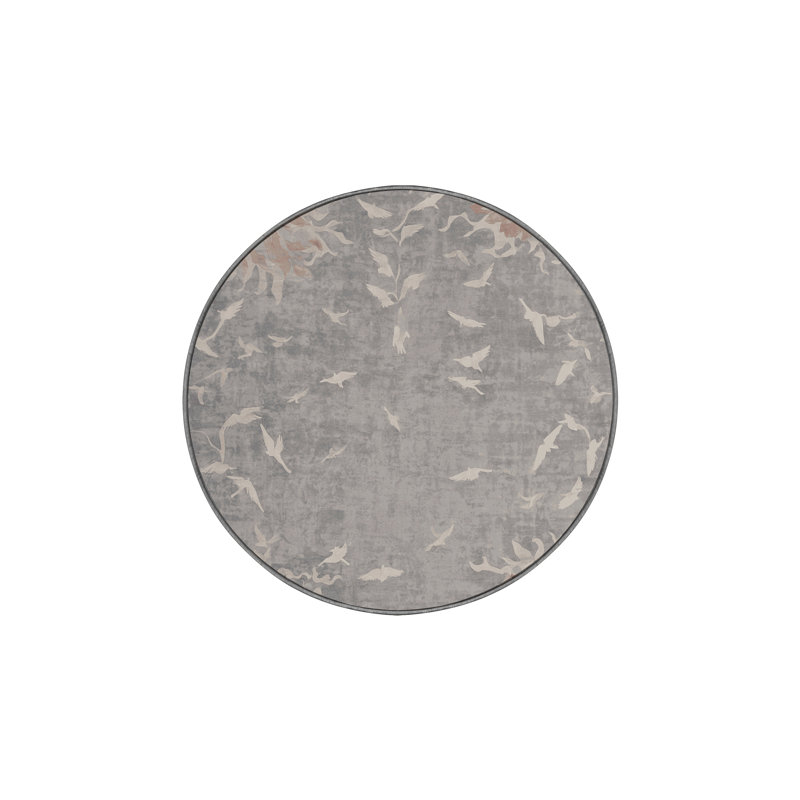 Tapis gris soyeux et moelleux, Rond 7 pi