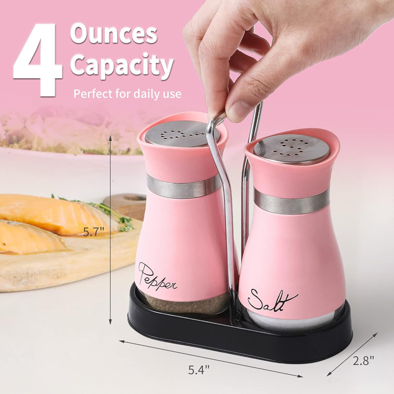 Ensemble de 2 salières et poivrières en acier inoxydable rose