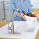 Pull Down Single Handle Kitchen Faucet With Deck Plate, Handles and Supply Lines