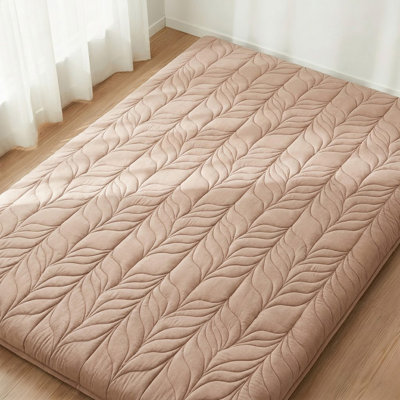 Zonli Japanese Floor Mattress Futon, 2.5"Foldable Tatami Mat with Cotton Cover, Full 75"x54", Coffee