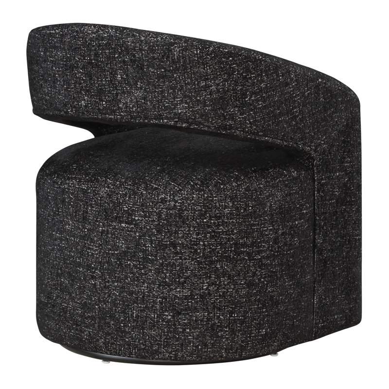 Jaidie Upholstered Swivel Barrel Chair, Midnight Black