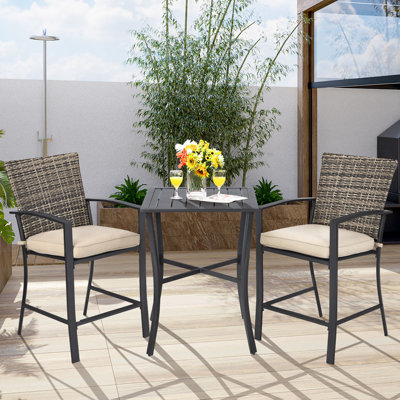 2 - Person Wicker Patio Dining Set with Square Table