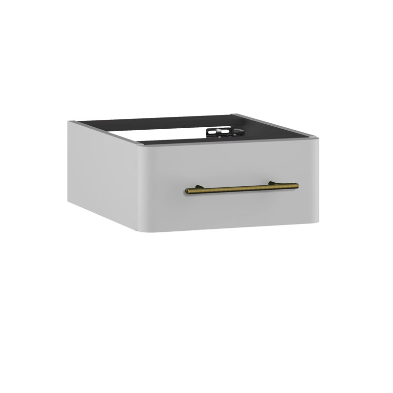 Ashaud Bathroom Storage Cabinet, Pearl Grey Supermat/Gold