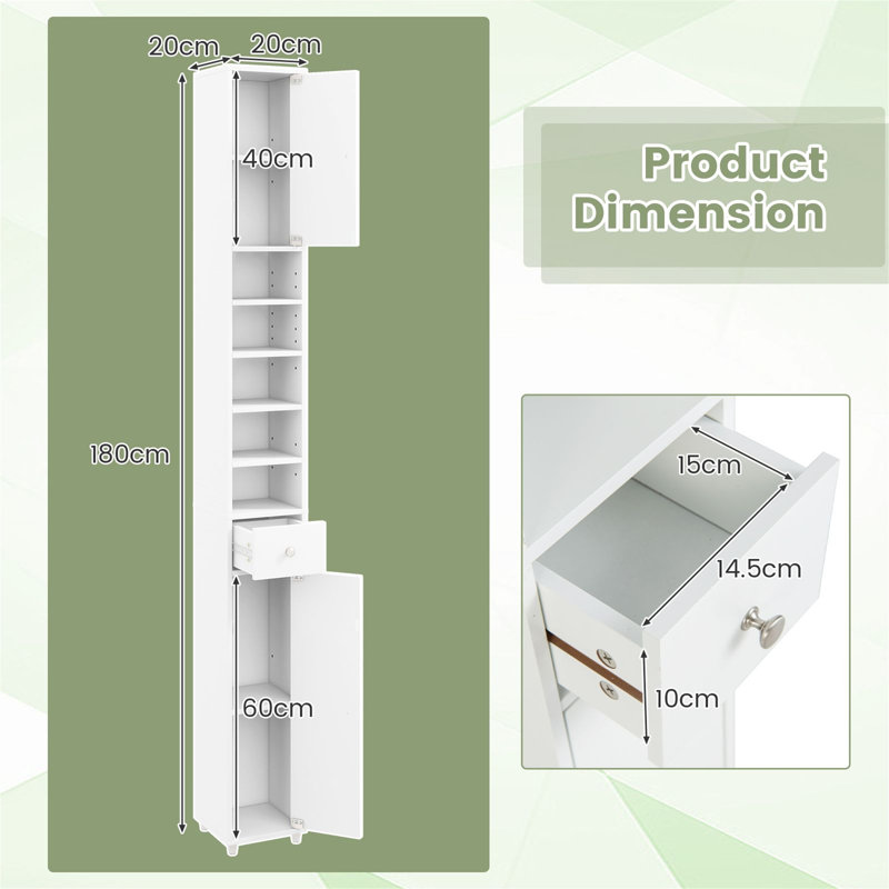 Freestanding Linen Cabinet, White