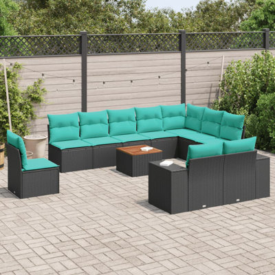 Ensemble de canapé de patio 11 pièces avec coussins en rotin de polyester