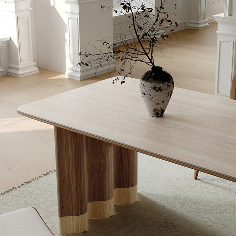 Ensemble de table de salle à manger en pierre frittée rectangulaire, H 29,5 po x L 63 po x l 31,5 po