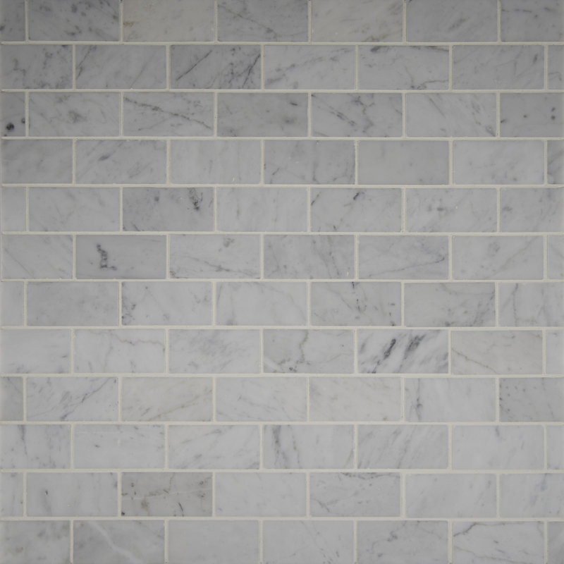 Carrara White x 12 in. x 12 in. Polished Marble Mosaic Floor and Wall Tile