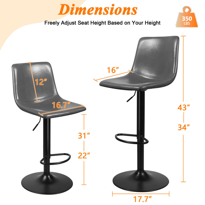 Ensemble de 2 tabourets de bar pivotants Halima Rockel, Gris, 2 