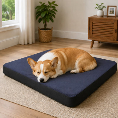 Lot de 2 housses de rechange bleues pour lit de chien mesurant 36 po x 27 po, fabriquées en draps 100 % imperméables et lavables avec une surface douce et silencieuse.