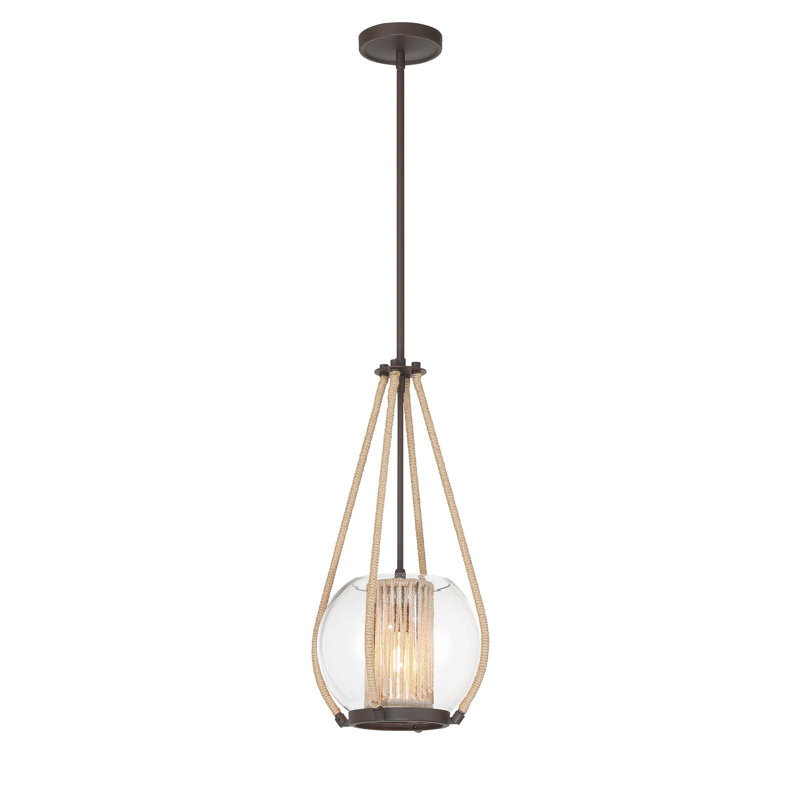 Luminaire suspendu en bronze sable à 1 lumière Ayob, H 21,88 po x l 11 po x P 11 po