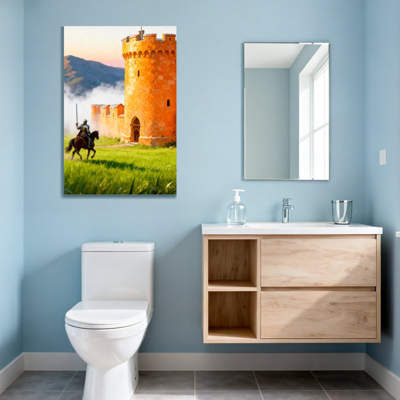 Paysage et nature Chevalier à cheval près de la tour du château, H 24 po x l 16 po
