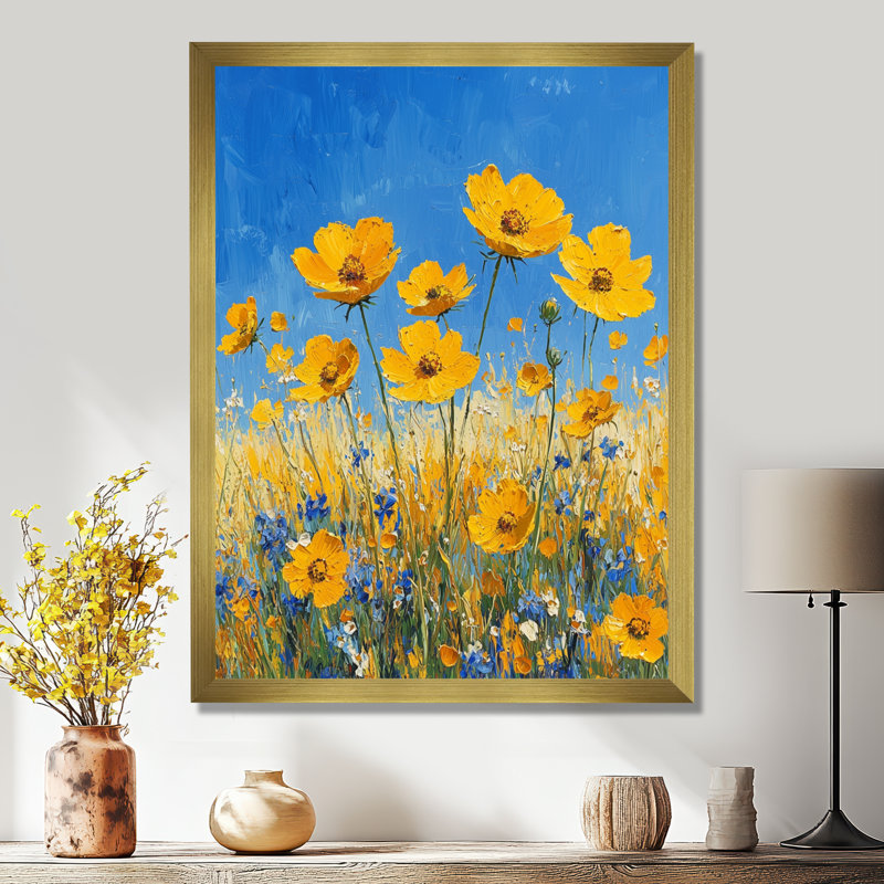 Beadnell - Floral Canvas Prints, H 40 po x l 30 po, Reproduction encadrée sans passe-partout, Doré