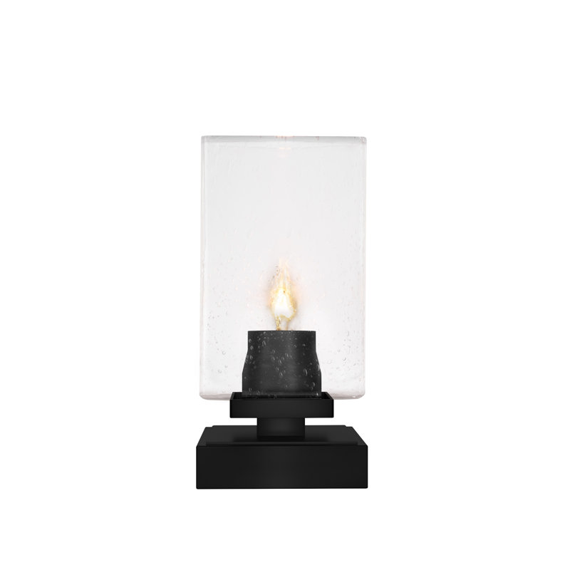 Lampe d'appoint Luna avec verre carré transparent de 4 po, Noir mat
