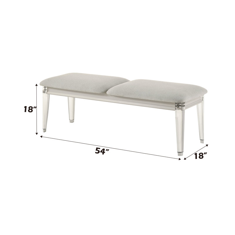 Banc rembourré avec pieds en acrylique Kareem Boucle