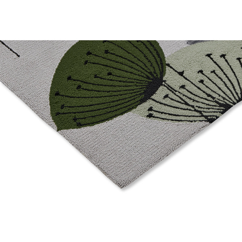 Floral Area Rug in Green/Gray/White, Rectangle 8'2" x 11'6"
