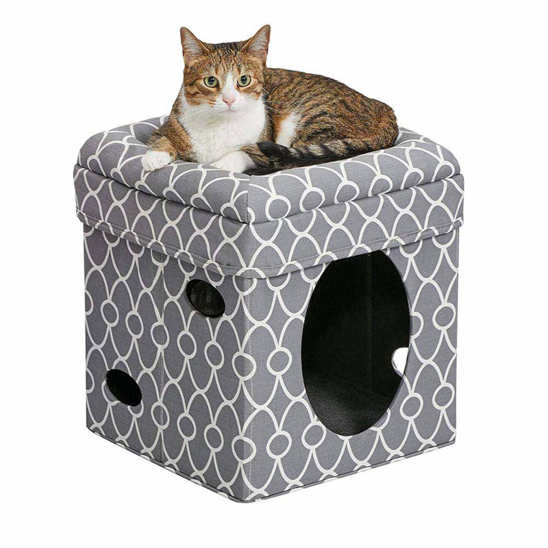 Midwest Curious Cat Condo - gris géométrique
