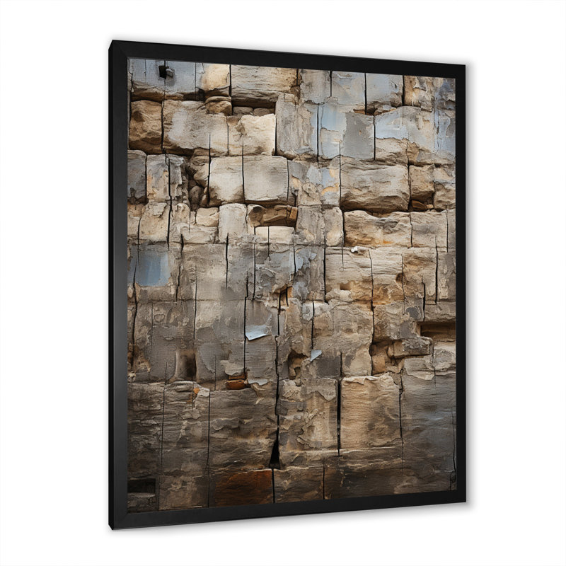 «Baljeet Hebrew Western Wall Collage II», reproduction sur toile encadrée, Cadre photo noir, H 44 po x l 34 po x P 1,5 po