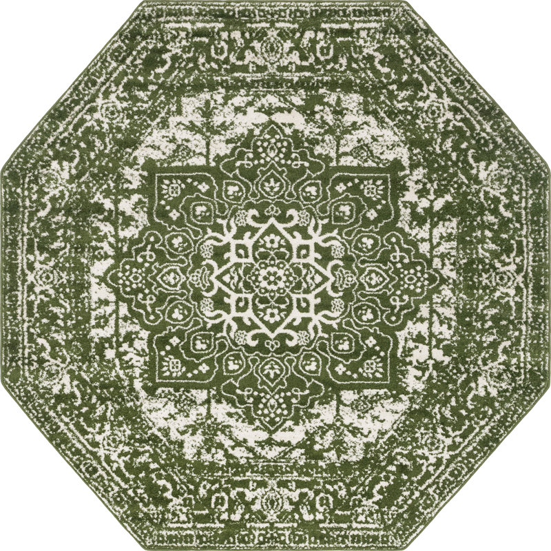 Giverny Green/White Rug, Octagon 152cm