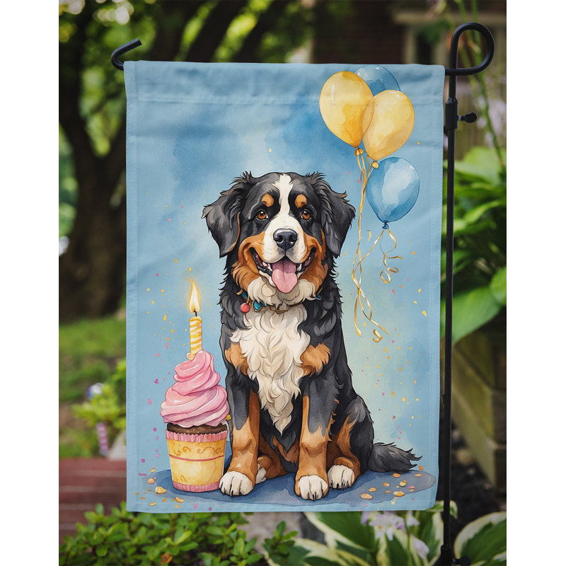 Drapeau de jardin «Happy Birthday», Bouvier bernois