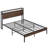 Full Bed Frame with Headboard, Walnut Wood Finish, Strong Metal Supports, Sturdy, Noise-Free, No Box Spring Needed-677546488-696373653