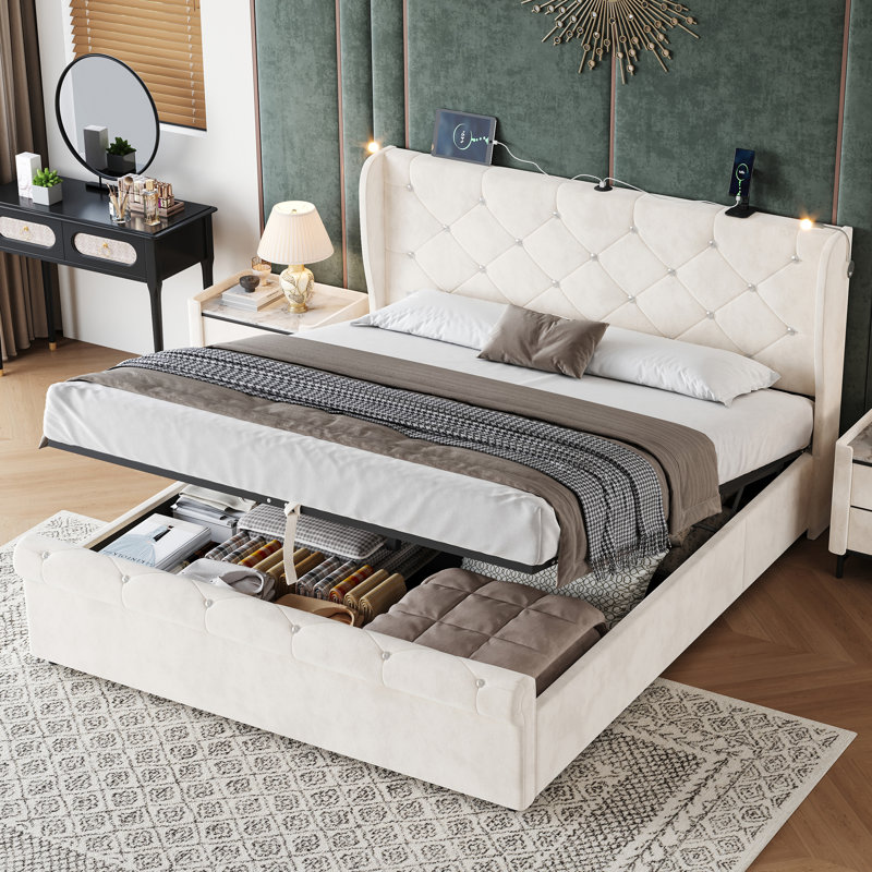 Ottoman Storage Bed, Double (4'6), White