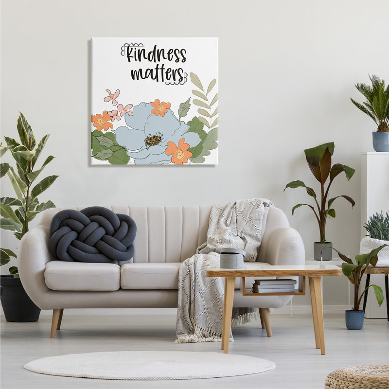 Gentillesse, sentiment, bouquet de fleurs, feuilles vertes, H 30 po x l 30 po, Toile tendue