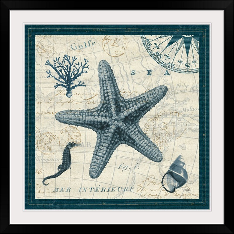 «ocean life v, impression, Cadre noir, H 32 po x l 32 po x P 1 po