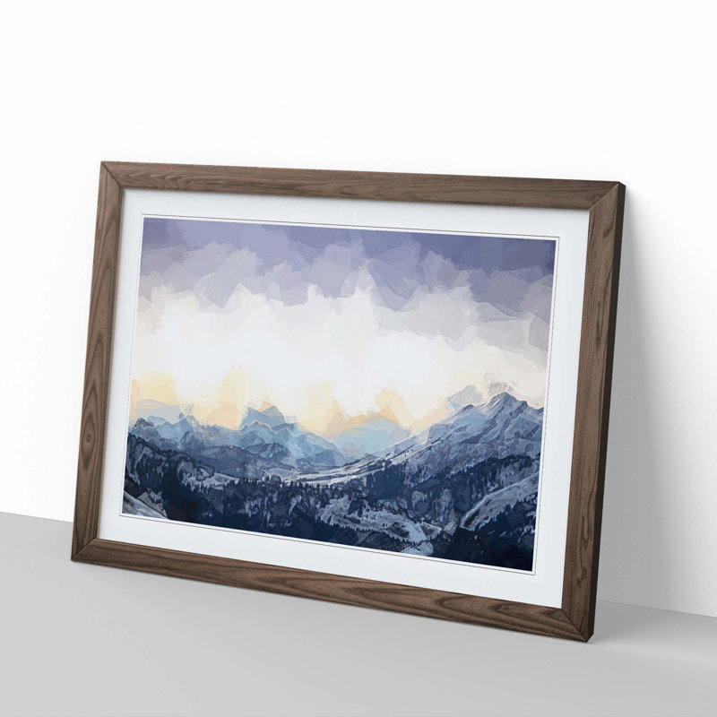 Yellow Sky Above the Mountain in Abstract - Picture Frame Graphic Art Print, Walnut, 40cm H x 60cm W x 2cm D