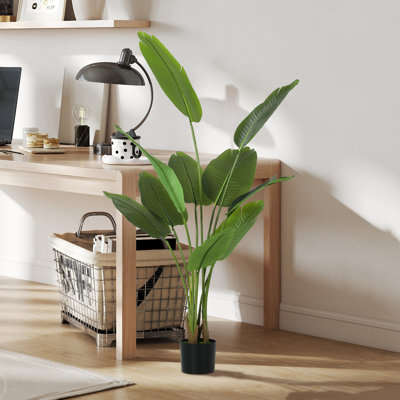 HOMCOM 160cm Tall Artificial Bird of Paradise Plant Faux Banana Leaf Green