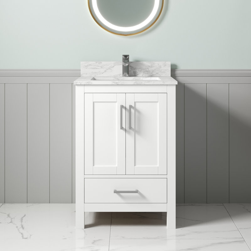  24"Single-Sink Bathroom Vanity With Solid Surface Top