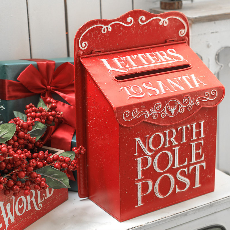 Metal Wall Mounted Post Box, Red