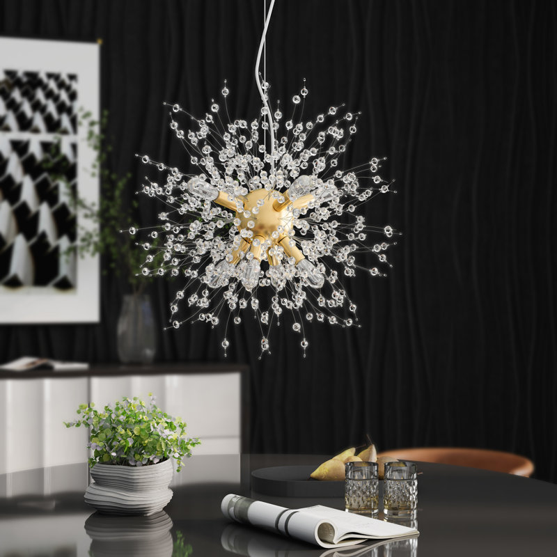 Lustre sphérique spoutnik 9 lumières Kristoff, Doré