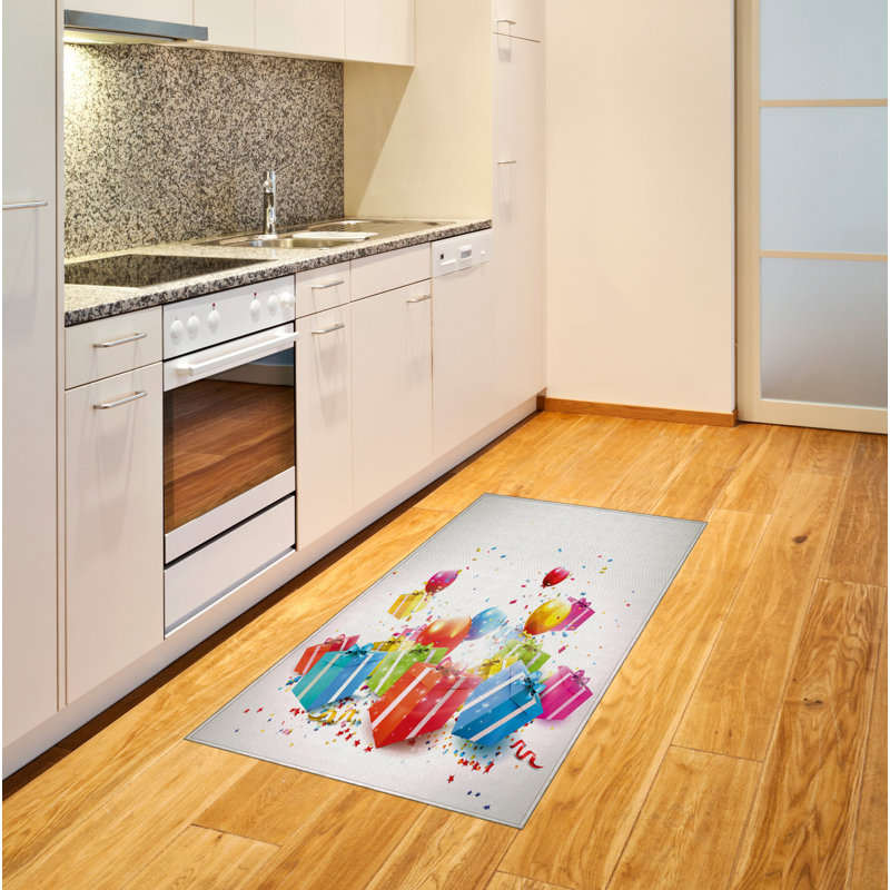 Birthday High Density Long Fiber Poly Threads Decorative Area Rug Carpet, Rectangle 4' x 5'8"