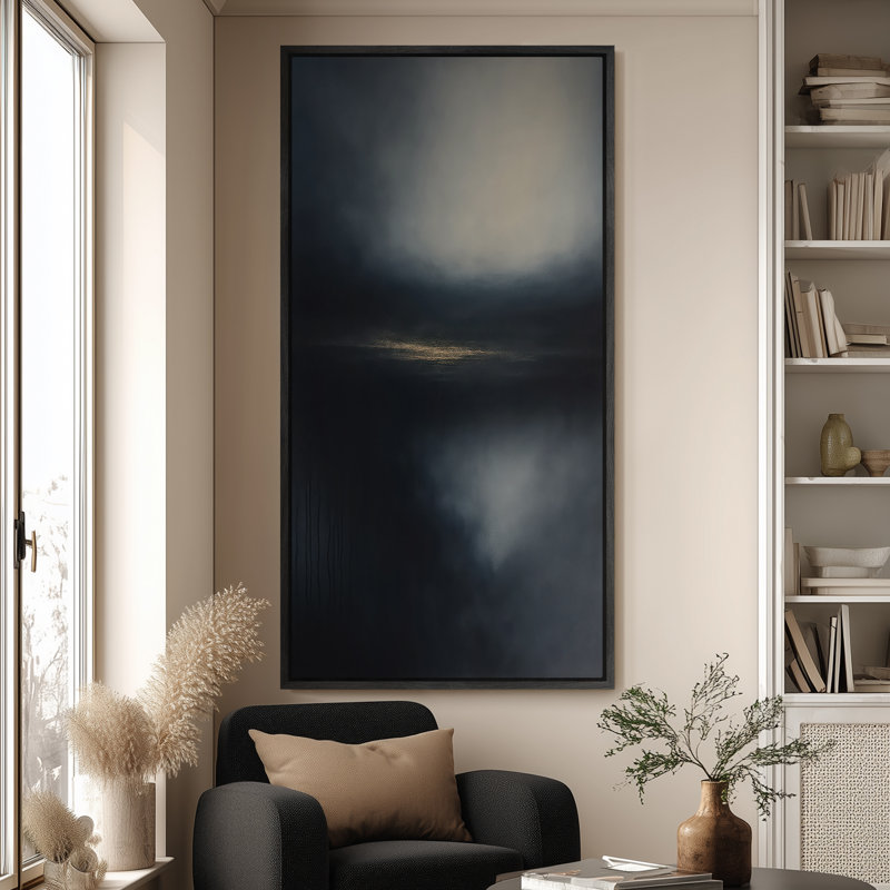 Très grand art mural rétro encadré pour art classique, Noir, H 60 po x l 30 po