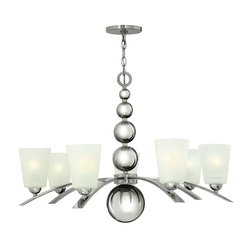 Raven 7 - Light Shaded Chandelier, Polished Nickel