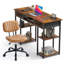 Ensemble de mobilier de bureau à domicile, bureau d'ordinateur de 48 po et ensemble de chaise de travail réglable en similicuir-115842828