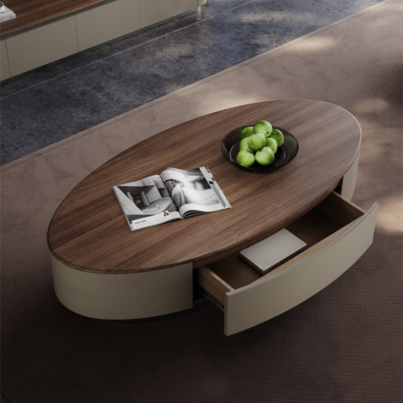 Table basse ovale en bois massif, H 15,7 po x L 63 po x l 31,5 po
