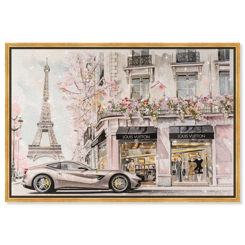 Impression d'art sur toile, magasinage commercial, Cadre flottant doré, H 3 po x l 55 po x P 1,8 po