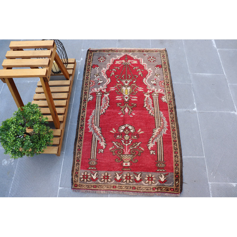 Tapis turc vintage en laine: petit tapis d'entrée pour salle de bain Anatolian fabriqué à la main - Produit 358E678D50C24F24B3A51D0CDBA61FA2
