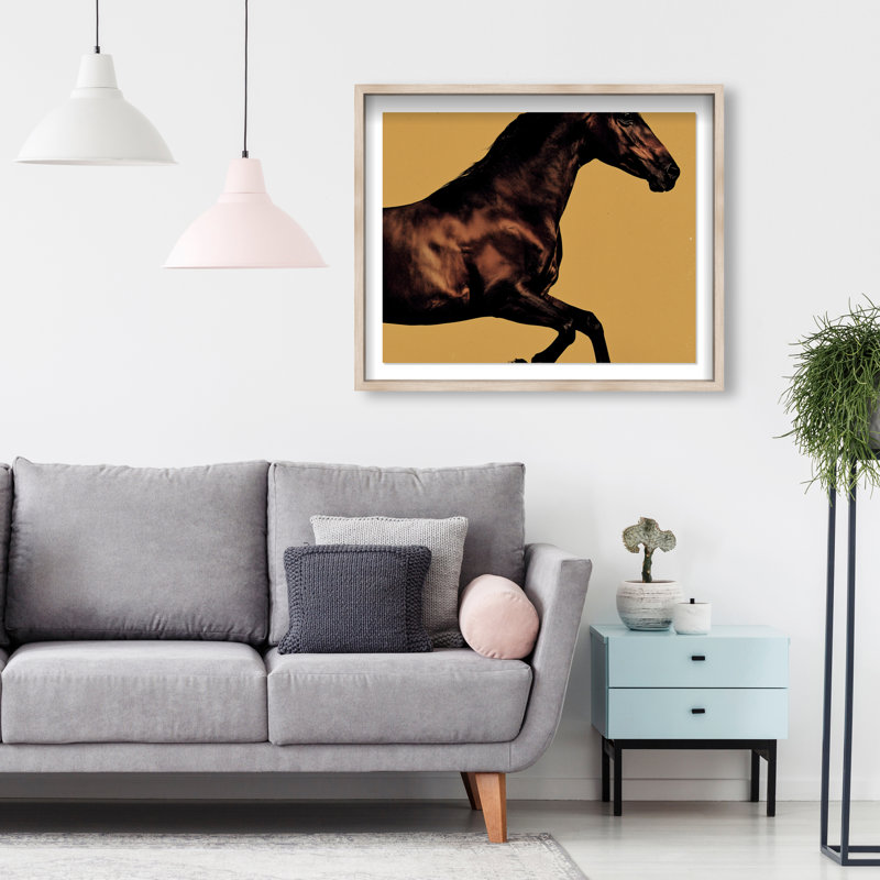 Hue Equine II Shadowbox Animals Print by Oliver Gal, Black Frame, 20 x 16, 31.5"H x 25.5"W, Natural Oak Shadowbox