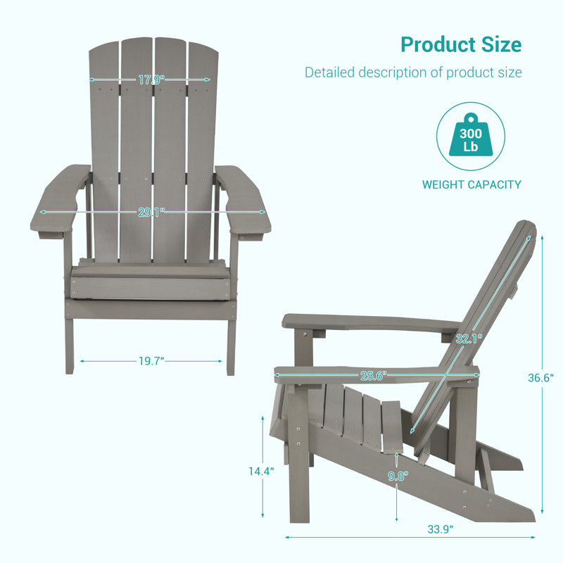 Chaise en plastique Adirondack, Gris clair