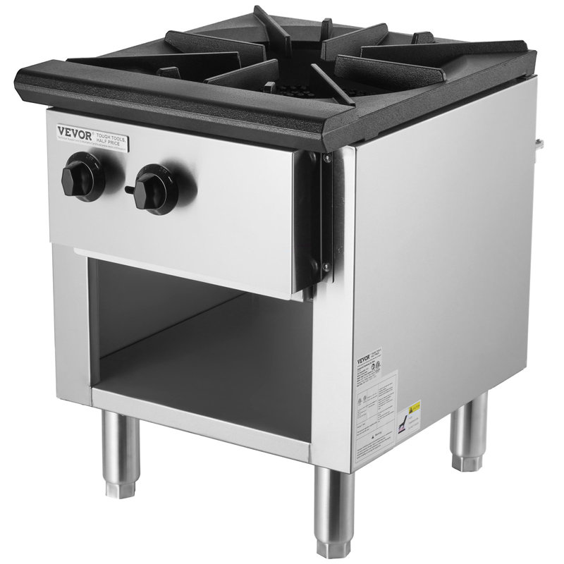 Cuisinière à gaz commerciale avec armoire, cuisinière de comptoir au propane et au gaz naturel, plaque de cuisson au gaz en acier inoxydable, équipement de cuisson commercial pour restaurant, 90 000 BTU