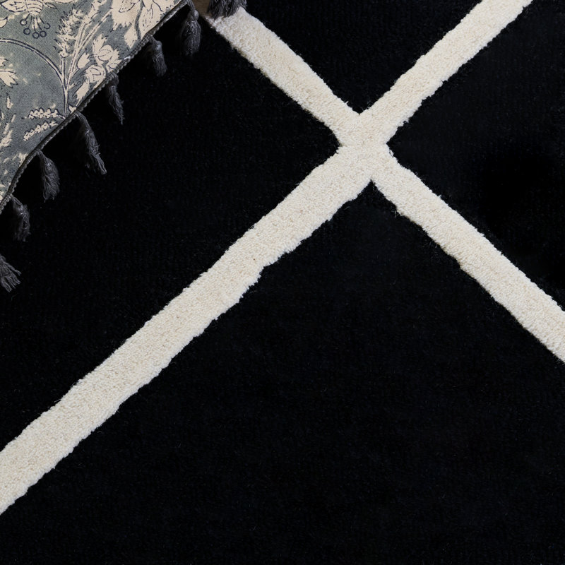 Sanyla Hand Tufted Wool Geometric Rug, Rectangle 6' x 9'