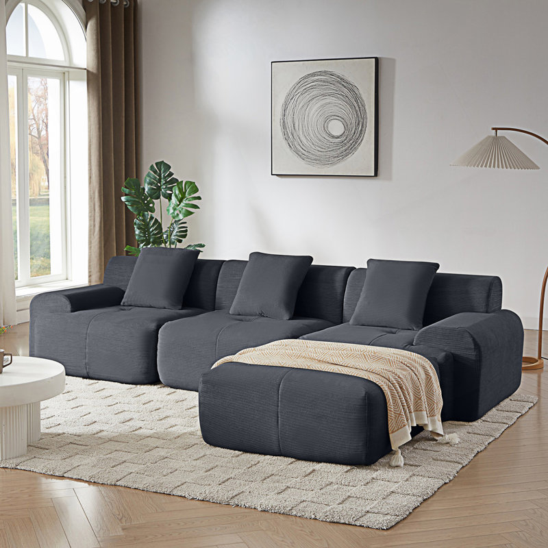 Canapé modulaire moderne en L, Gris foncé