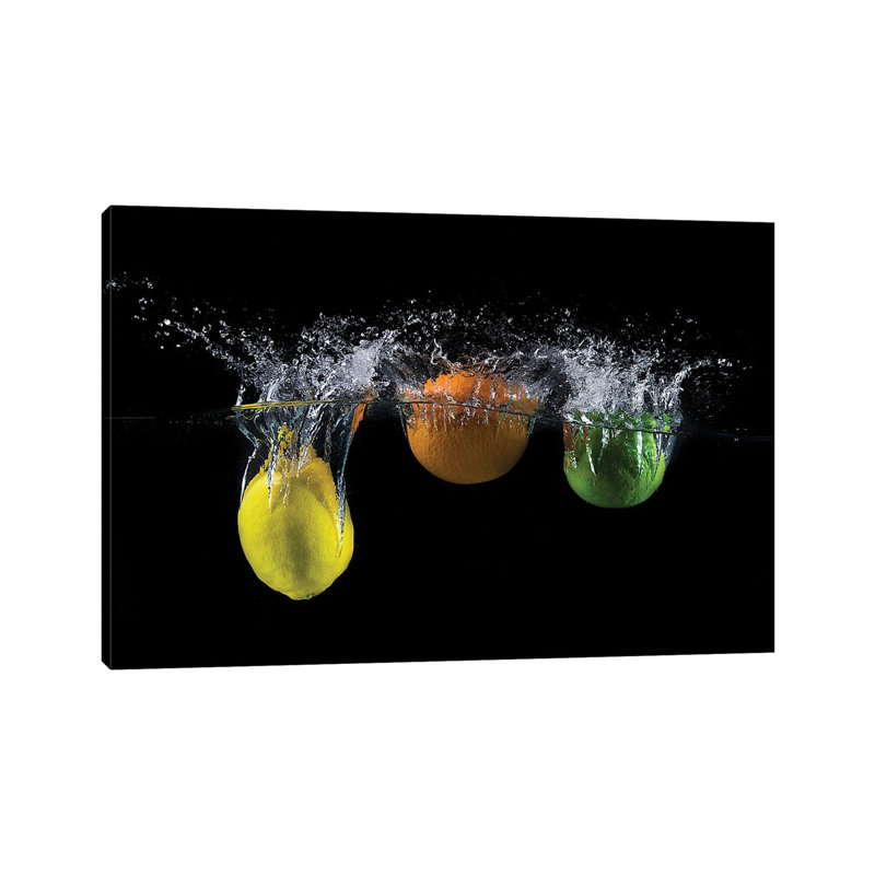 Triple Citrus Splash by Mogyorosi Stefan - Wrapped Canvas Print, 66.04 cm H x 45.72 cm W x 3.175 cm D