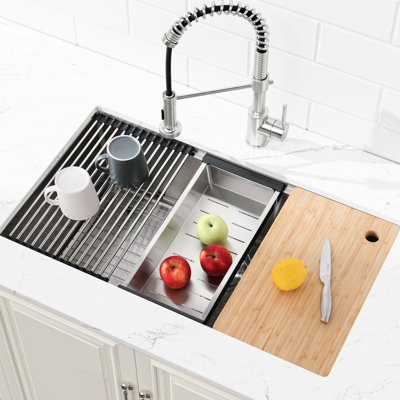 Modern Handmade Dark Gray Sink 33X19 - Stainless Steel With Barrier Coating X-Shaped Water Diversion
