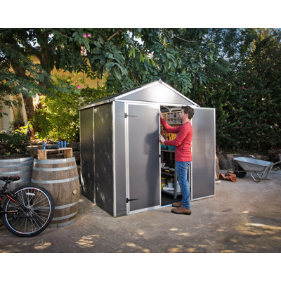 Palram - Canopia Rubicon 6 ft. W x 5 ft. D Weather-Resistant Polycarbonate Outdoor Storage Shed for Garden, Backyard & Tools
